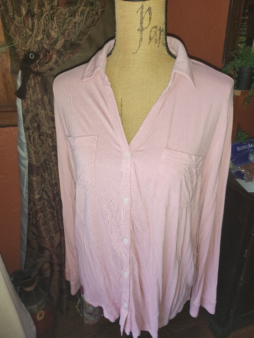 Women's Pink Button-Down Shirt - Lightweight Collared Top